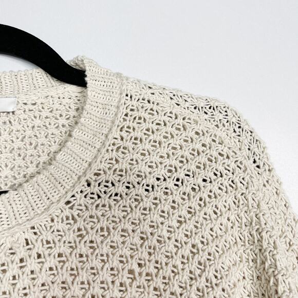 Madewell XSmall Cream French Quarter Pullover Sweater Open Knit Cotton Crew Neck - Picture 6 of 10
